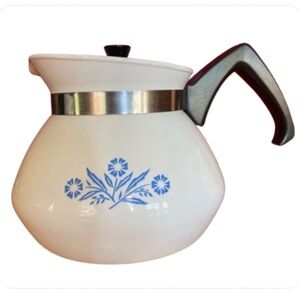 Vintage Corning Ware Blue Cornflower Coffee Tea Pot 3 Cup + Lid 1960’s Mint